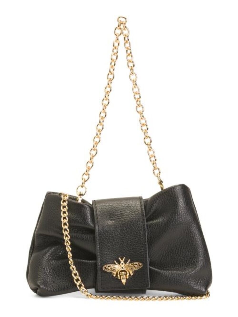 PERSAMAN NEW YORK Made In Italy Leather Bee Bow Clutch